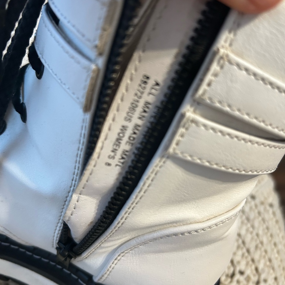 Demonia White Combat Boots with Black Accents - Picture 7 of 10